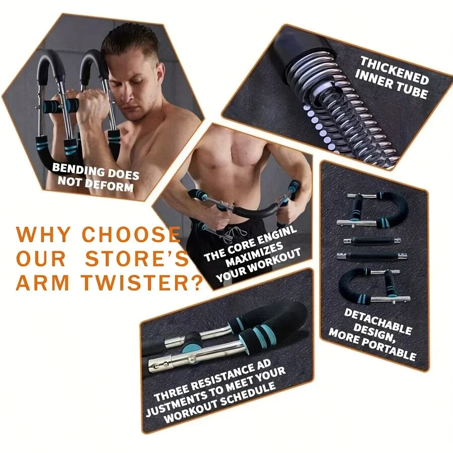 Twister Arm Trainer Arm Exerciser 60-110Lb,Adjustable Chest Expander Portable Power Twister, Arm and Chest Exerciser, Home Fitness Upper Body Workout Tool