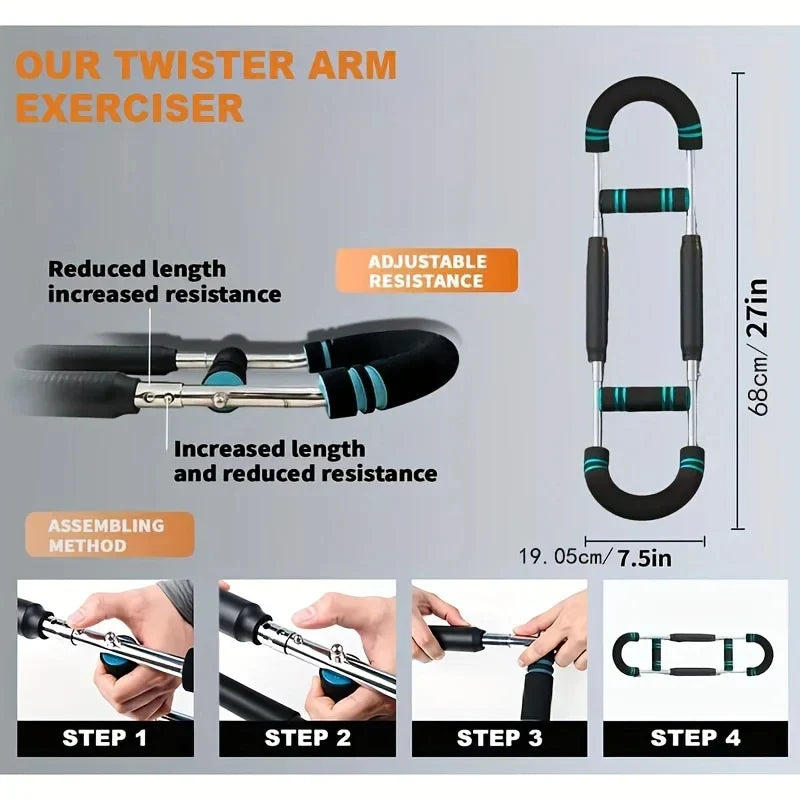 Twister Arm Trainer Arm Exerciser 60-110Lb,Adjustable Chest Expander Portable Power Twister, Arm and Chest Exerciser, Home Fitness Upper Body Workout Tool